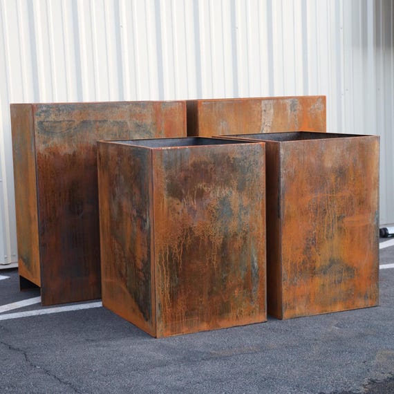 Square Metal Planter | Minimalist Outdoor Planter Box | Modern Garden Planter