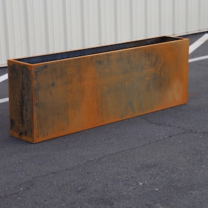 Square Metal Planter | Minimalist Outdoor Planter Box | Modern Garden Planter image 5