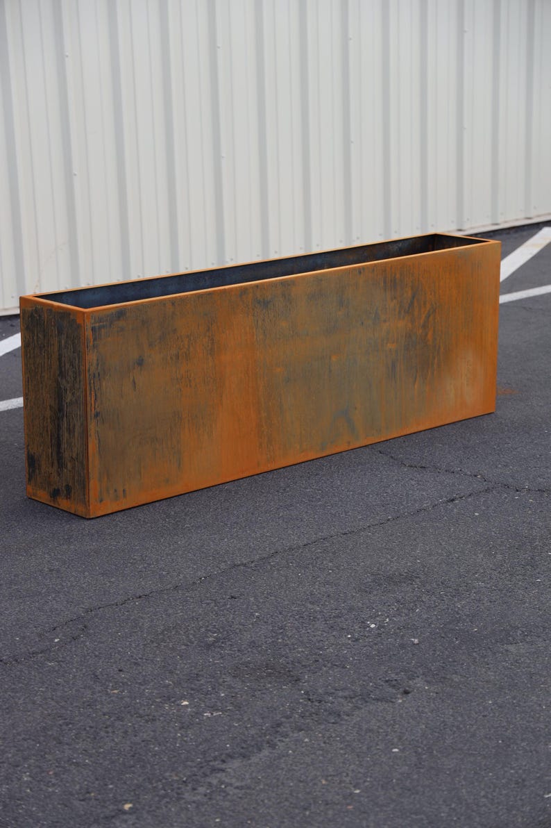 Square Metal Planter | Minimalist Outdoor Planter Box | Modern Garden Planter image 5