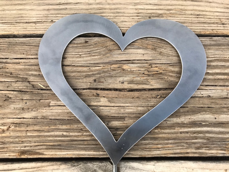 Heart Garden Stake Metal Heart Garden Stake Steel Garden Etsy