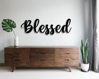Blessed Metal Sign | Blessed | Blessed Sign | Cursive Metal Sign | Home Decor | Home Sign Metal | Word Art | Metal Word Art