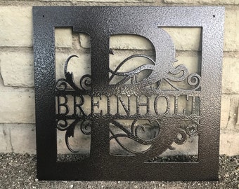 Personalized Family Name Sign | Last Name Monogram | Metal Sign | Outdoor Metal Sign | Wedding Gift | Custom Metal Sign