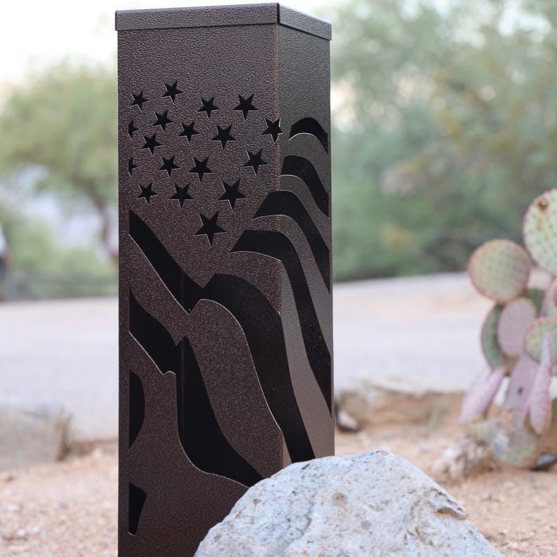 Custom American Flag Metal Column | Flag Steel Column | Steel Pillar ...