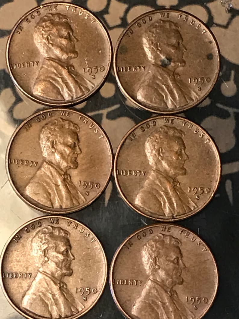 1950 s Wheat Penny. Set6coins. One price. | Etsy