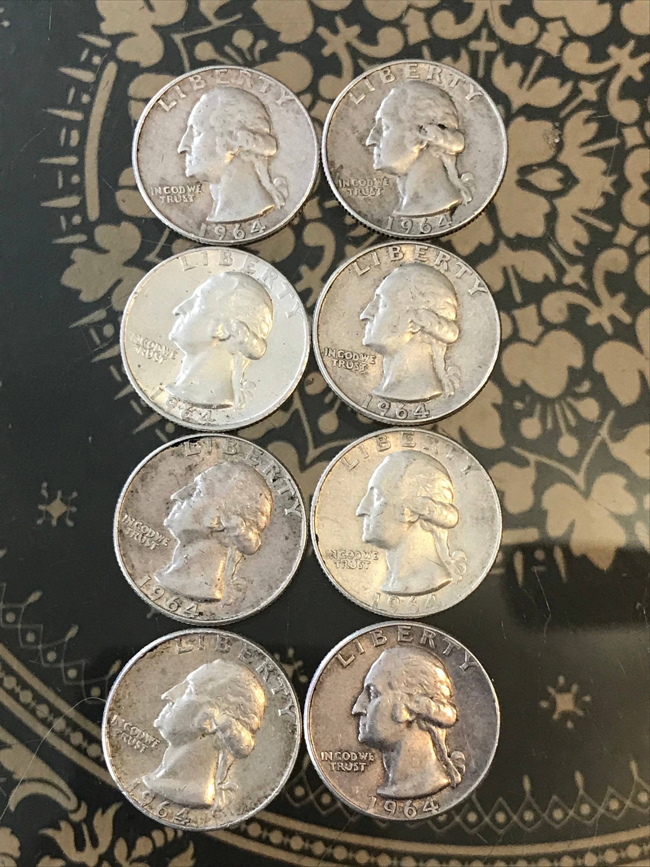 1964 Washington Silver Quarter set8 coins for one price. Etsy