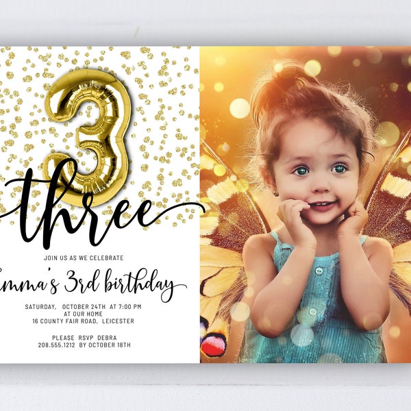 3 Year Old Invite Etsy