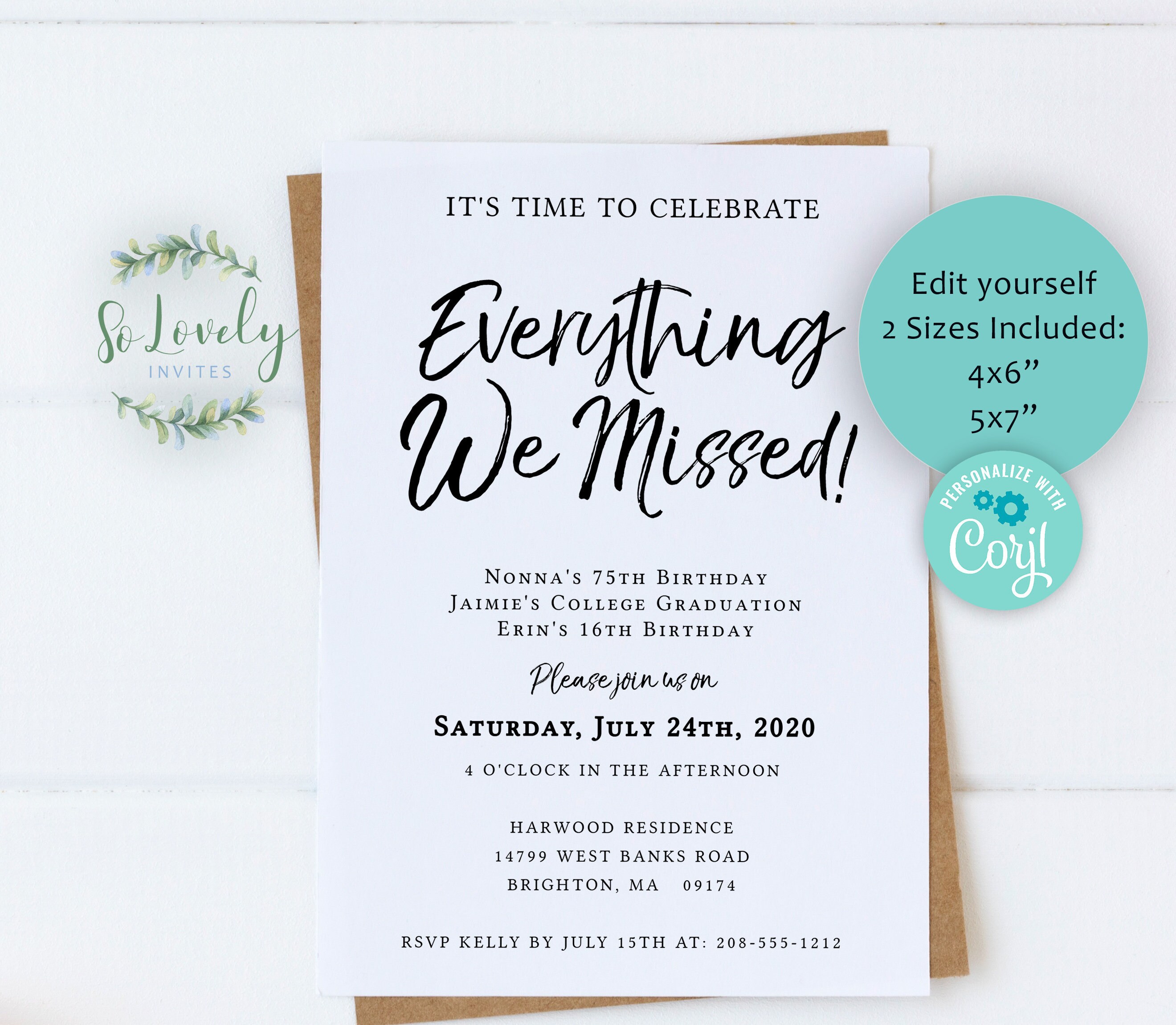 Time to Celebrate Everything We Missed Party Invite EDIT Etsy