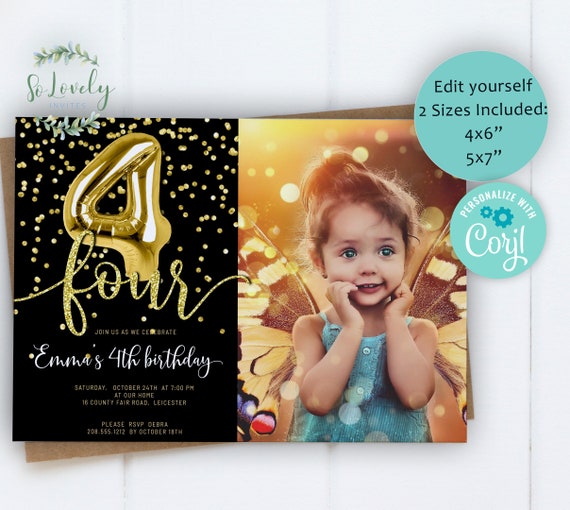 4 Year Old, Birthday party design for girls. 4th Birthday | Sticker