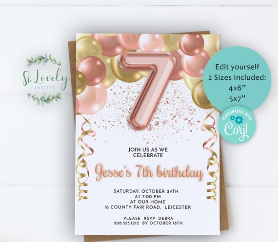 Decorazioni Compleanno 7 Anni - Striscione Rosa Oro, Per Feste Di Ragazze - Foto 4