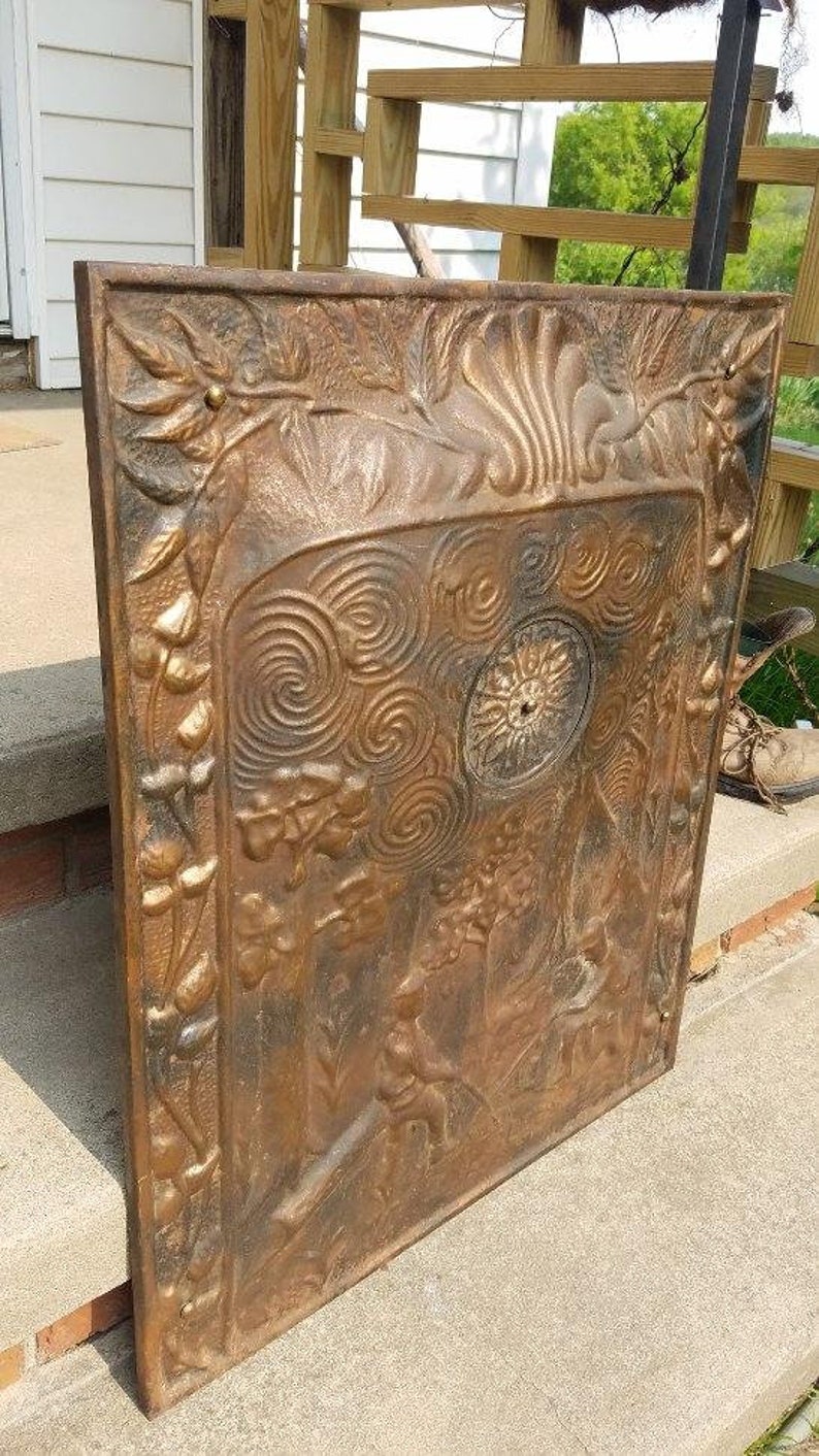 Antique Fireplace Summer Cover Embossed Metal Etsy