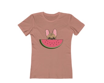 French Bulldog Watermelon Graphic Women's Tee Shirt