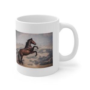 Bay Andalusian Horse Rearing Ceramic Mug