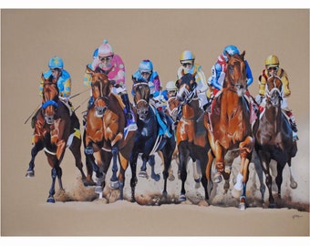 American Pharoah Horse Racing Thoroughbred Fine Art- Original Piece
