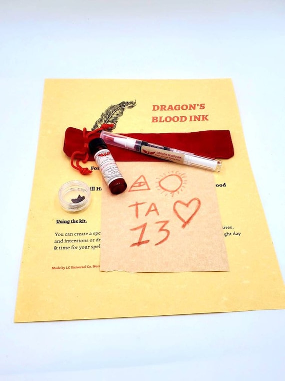 Dragons Blood ink pen kit magical wiccan spiritual protection spell seals tinta de dragon new