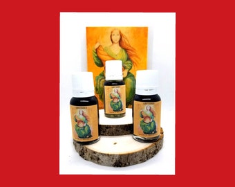Angel Abundia Angel of fortune de la abundancia y buena suerte Oil & one laminated stamp with prayer NEW