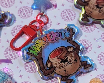 Elden Ring – Iron Fist Alexander - 2" Rainbow Acrylic Glitter Epoxy Keychain & Sand Glitter Frosted 3" Stickers