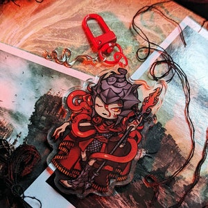 Elden Ring – Messmer the Impaler – 3&quot; Clear Acrylic Keychain (Double-Sided) & 3&quot; Stickers