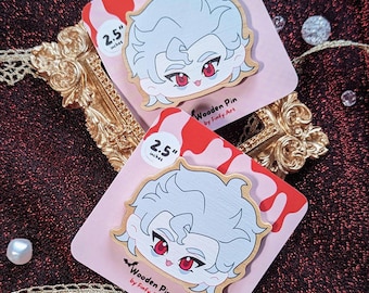 Baldurs Gate 3 – 2.5" Astarion – Wooden Pin & 3" Glitter Sticker