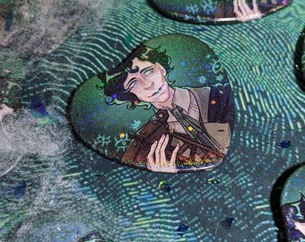 Bloodborne – Micolash – Heart Pin Button with Glitter Foil