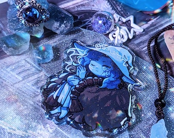 Elden Ring – Lunar Witch Ranni – 3" Glitter Acrylic Keychain (Double-Sided) & 3" Glitter Sand Stickers