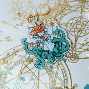 Dark Souls – 3&quot; Gwyndolin – Clear or Glitter Epoxy Acrylic Keychain (Double-Sided) & 3&quot; Stickers