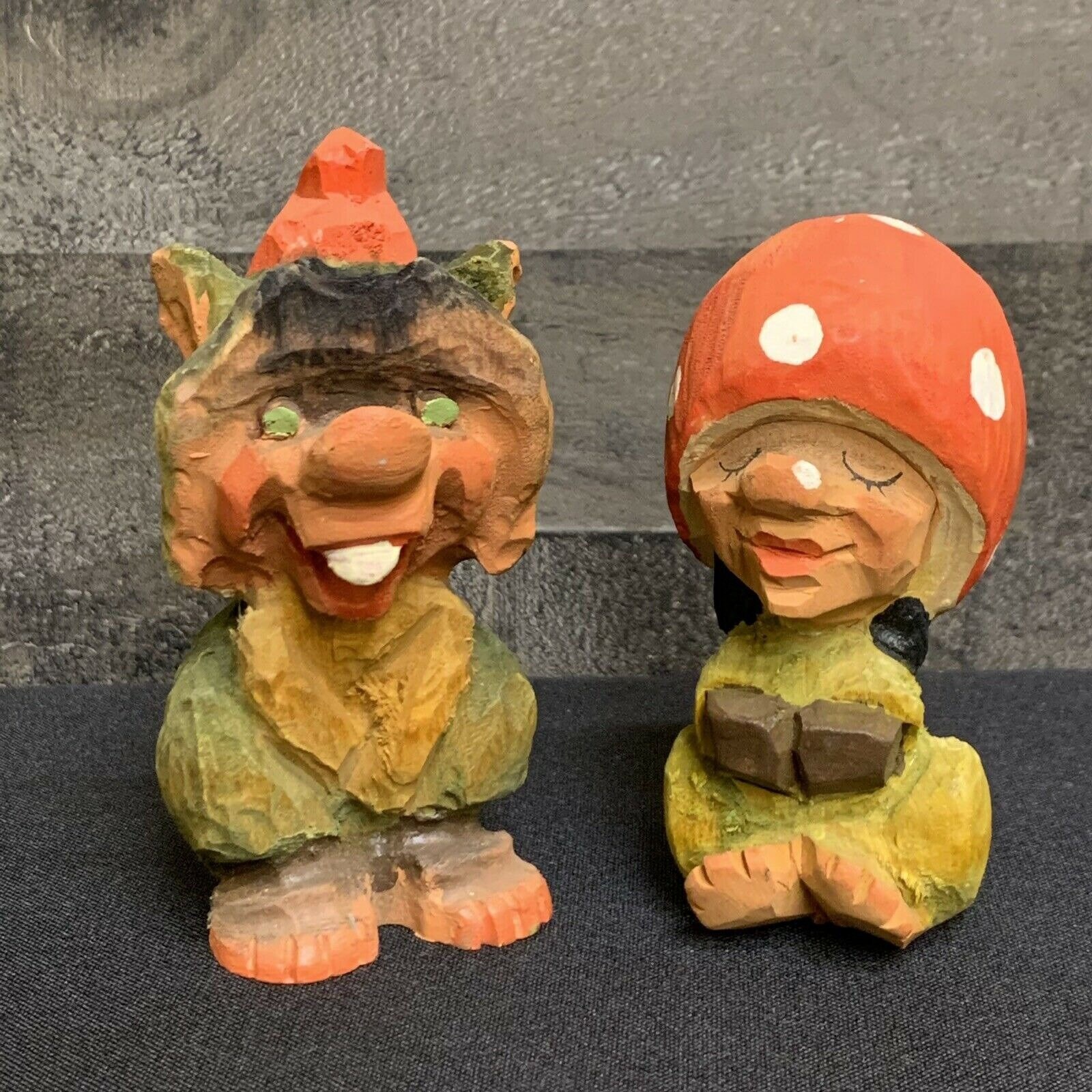 Wooden Hand Carved Henning Norway Mushroom Troll Gnome Etsy