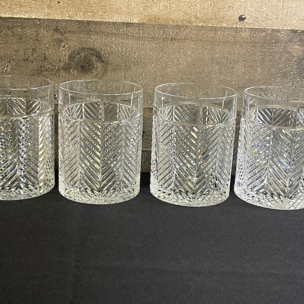 Ralph Lauren HERRINGBONE Double Old Fashioned Whiskey Lowball Glassware Glasses