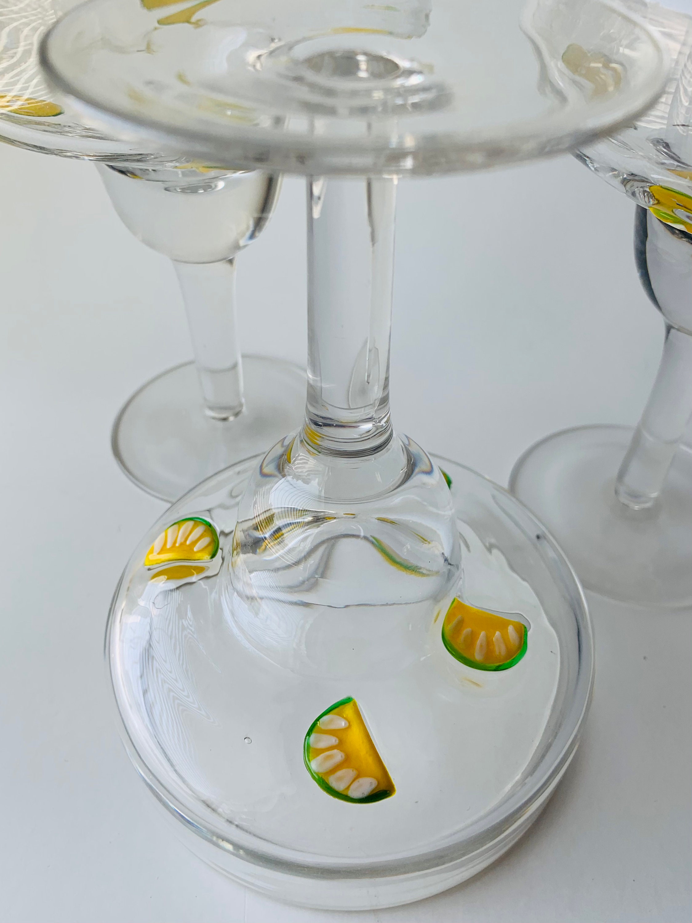 Vintage Hand Blown Margarita Glasses with Inlaid Glass Etsy