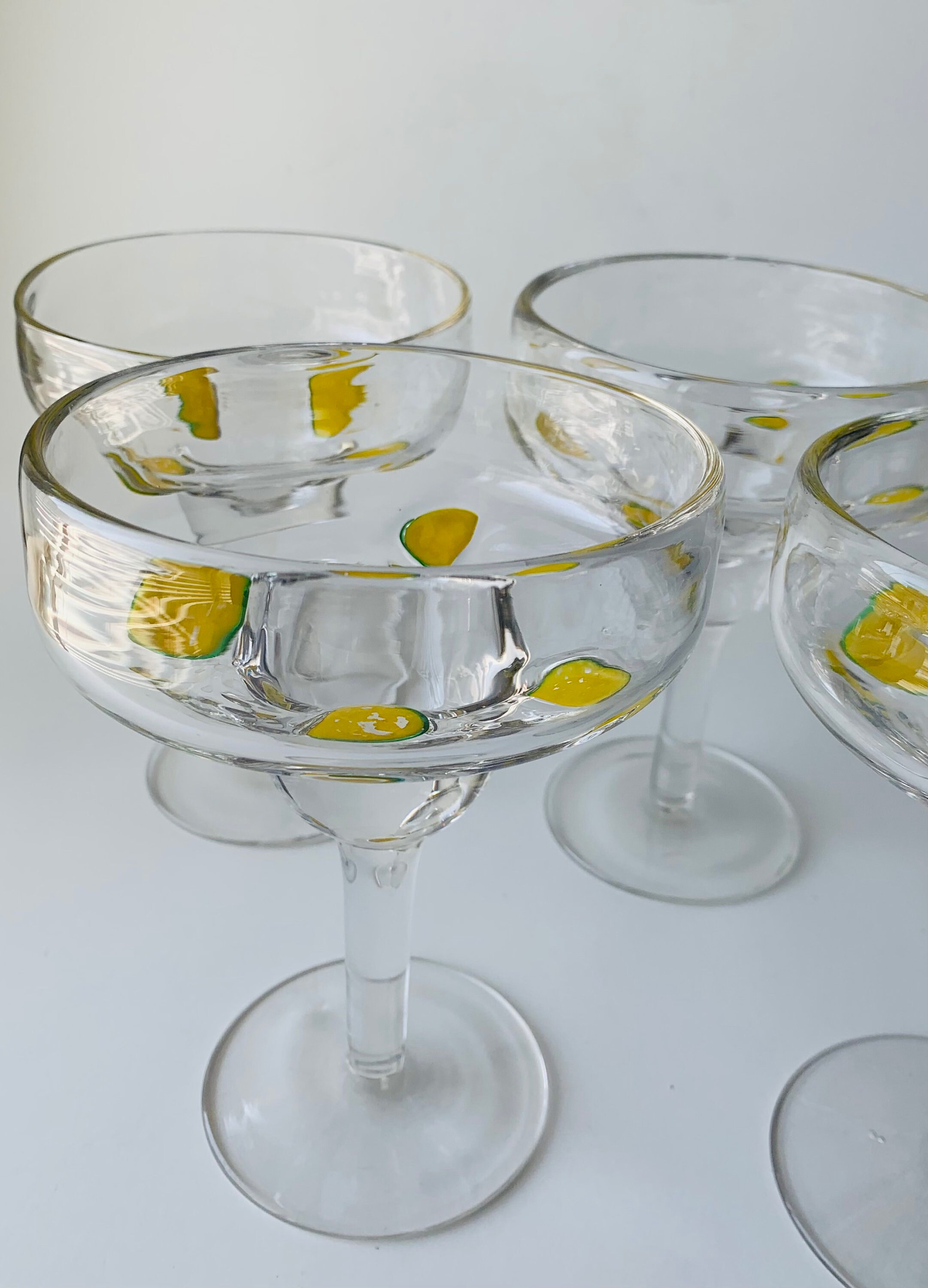 Vintage Hand Blown Margarita Glasses with Inlaid Glass Etsy