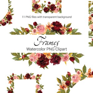 Aquarell Blumen Clipart Rahmen Rahmen Kränze HerbstArrangements Helle Hochzeit Blumen Clipart