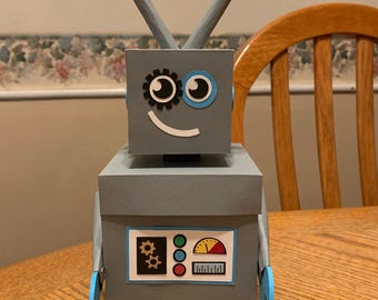 Custom Robot Favor Boxes (Large) – Birthday Party Centerpiece & Treat Holder – Made to Order