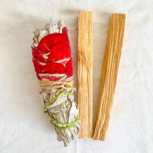 White Sage with Roses & Palo Santo Sticks Bundle