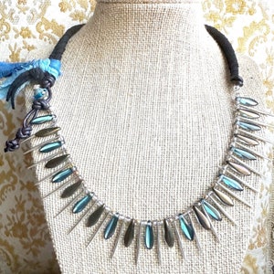 Sterling Silver and Czech Glass Beaded Choker Necklace