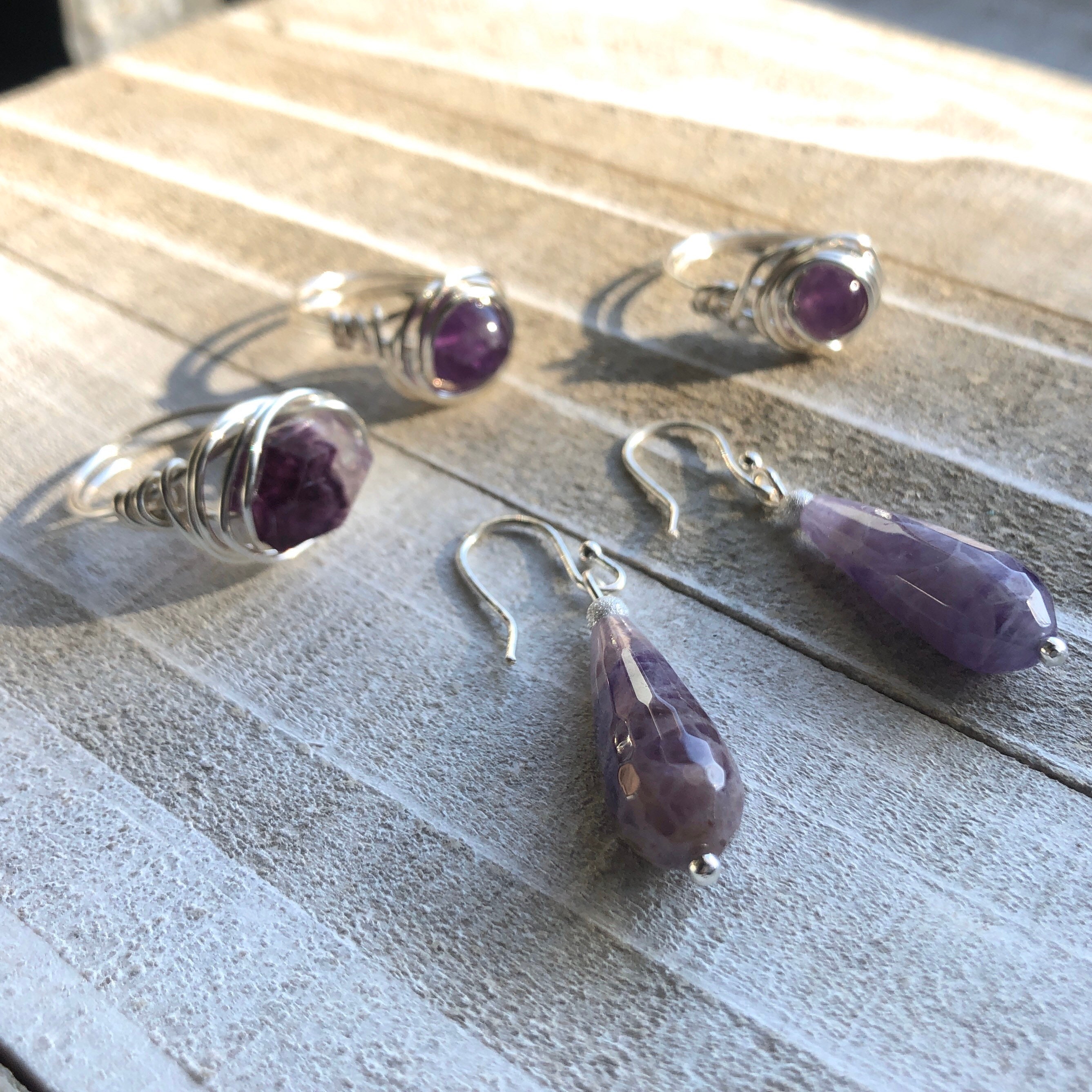 •STRAY• faceted amethyst teardrop + silver necklace (various lengths)