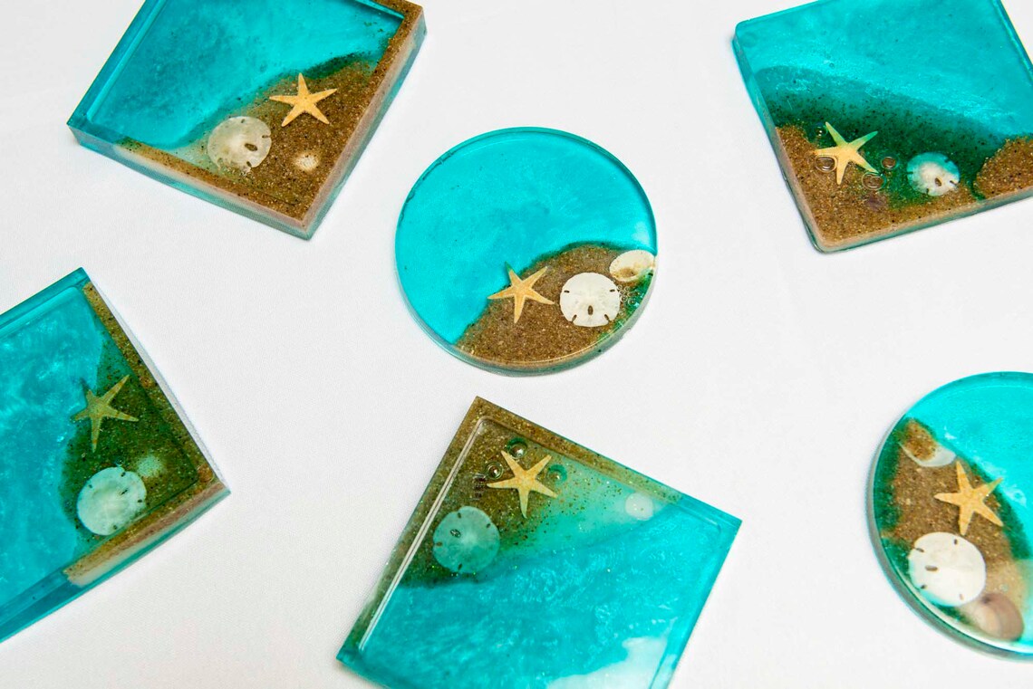 Epoxy resin Coasters Ocean Theme Etsy
