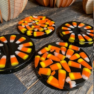 Epoxy Resin Candy Corn Coasters