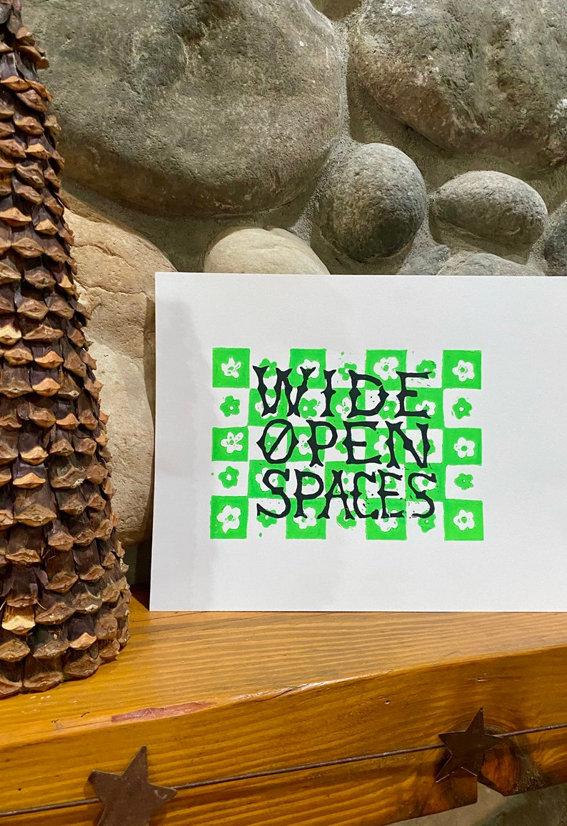 Wide Open Spaces Linocut Block Print Checkerboard