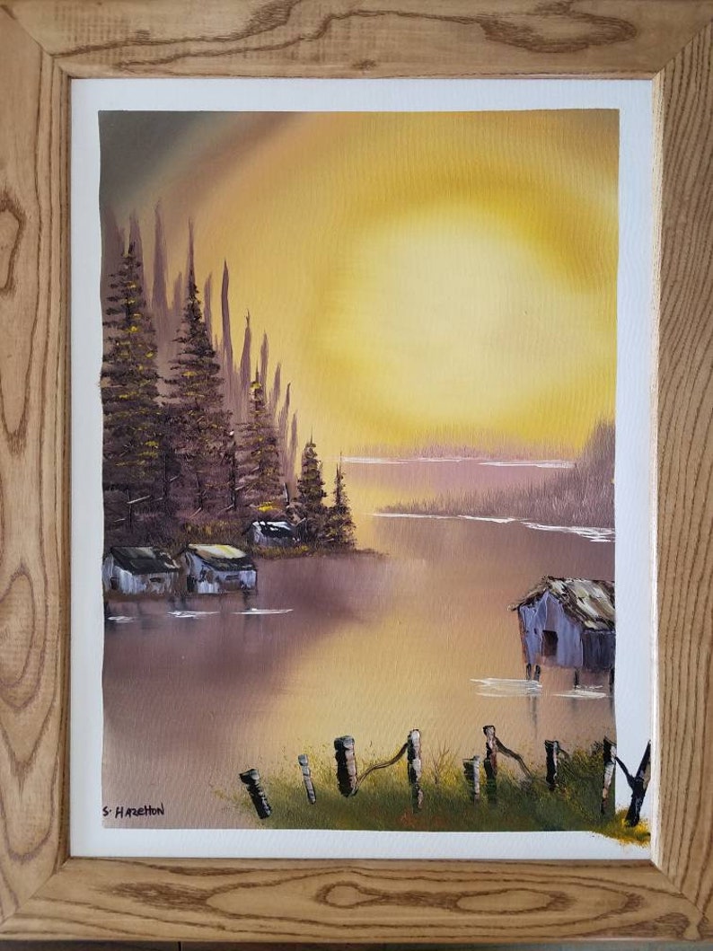 Bob ross Styleoriginal landscape.Oilpainting