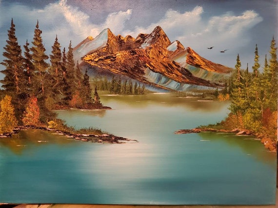 Bob Ross Style/Mountain Painting/Landscape Wall Art/ Art Decor - Etsy