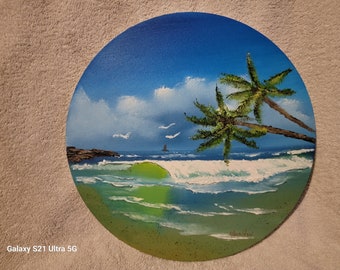 Original oil painting " Paradise" -Ocean Beaches, Sea Artist Ocean painting,beach painting, Sunset painting