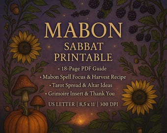 Mabon Sabbat Printable | Autumn Witchcraft Guide | Pagan Fall Rituals | Grimoire Pages | Wheel of the Year PDF Download