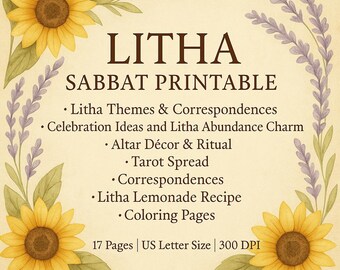 Litha Sabbat 17 Page Printable Bundle | Summer Solstice Grimoire Pages | Wheel of the Year PDF | Witchcraft Journal | Wiccan Pagan Download