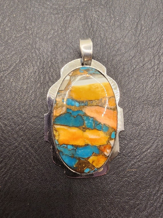 スパイニーオイスターターコイズST6付きステンレススチールペンダント