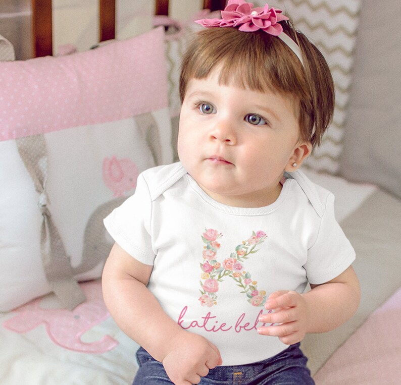 Personalized Baby Girl Onesie® Super Soft Organic White Etsy