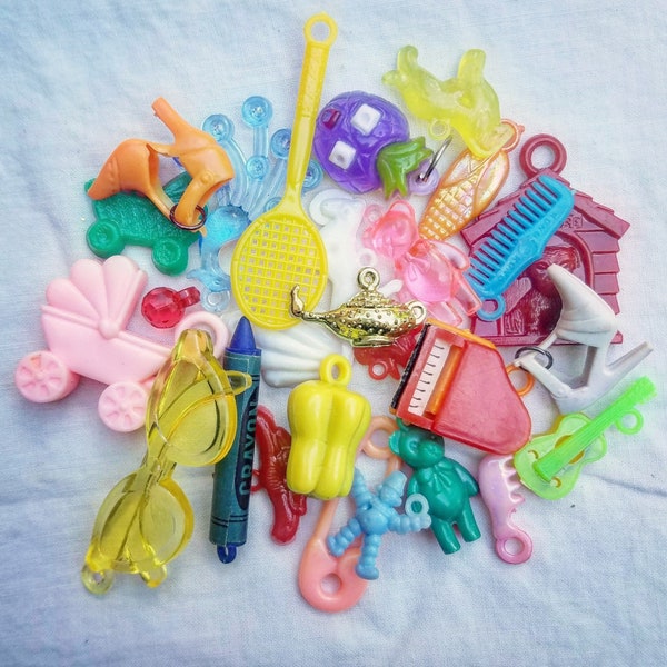 Assorted Whimsical Plastic Charms Lot of 30 plus