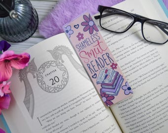 Shameless Smut Reader Bookmark | Pink Floral Bookish Gift | Booktok Spice | Funny Literary Gift | Cute Laminated Bookmark for Her