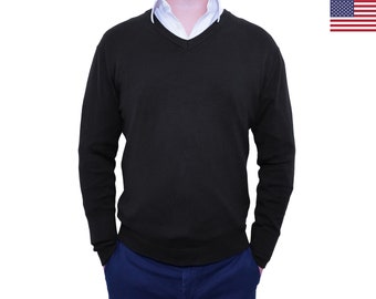 Men’s Slim Fit Pullover Sweater Tops Jumper Knitted Long Sleeve V-Neck Sweaters
