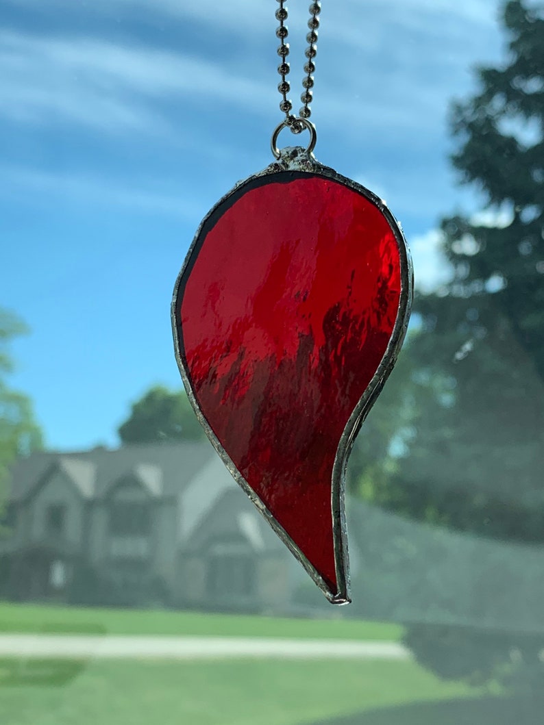 Handmade Stained Glass Heart Sun Catcher