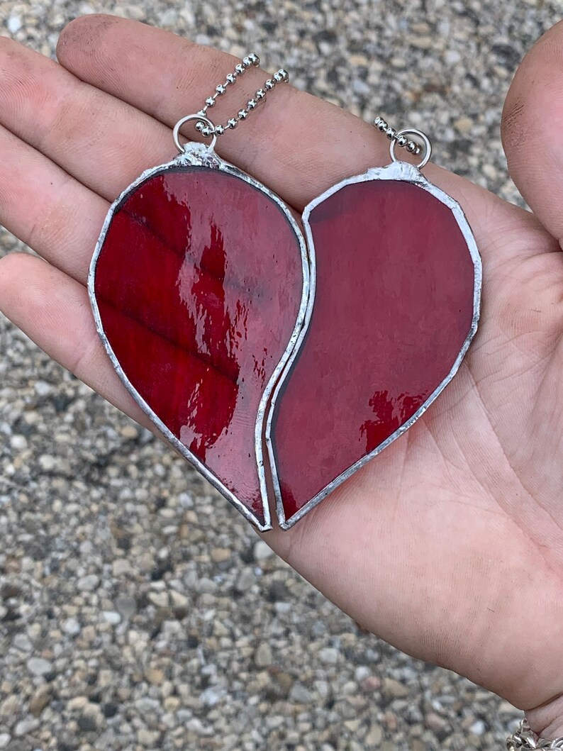Handmade Stained Glass Heart Sun Catcher