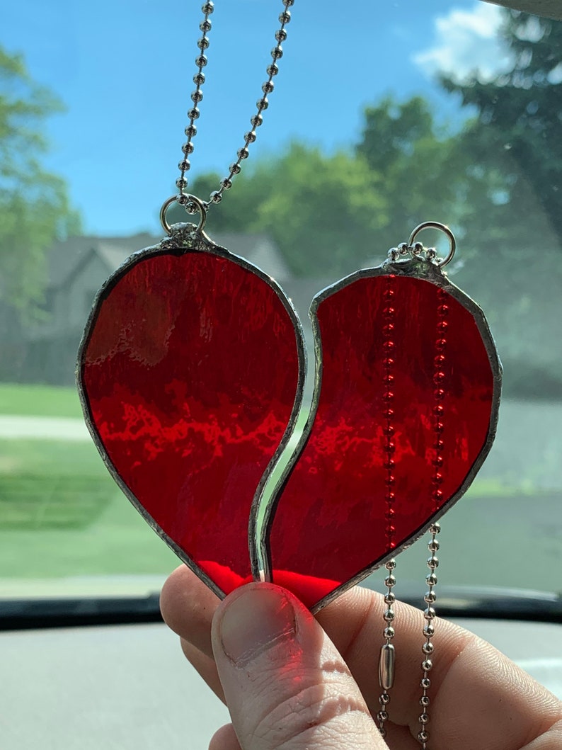 Handmade Stained Glass Heart Sun Catcher